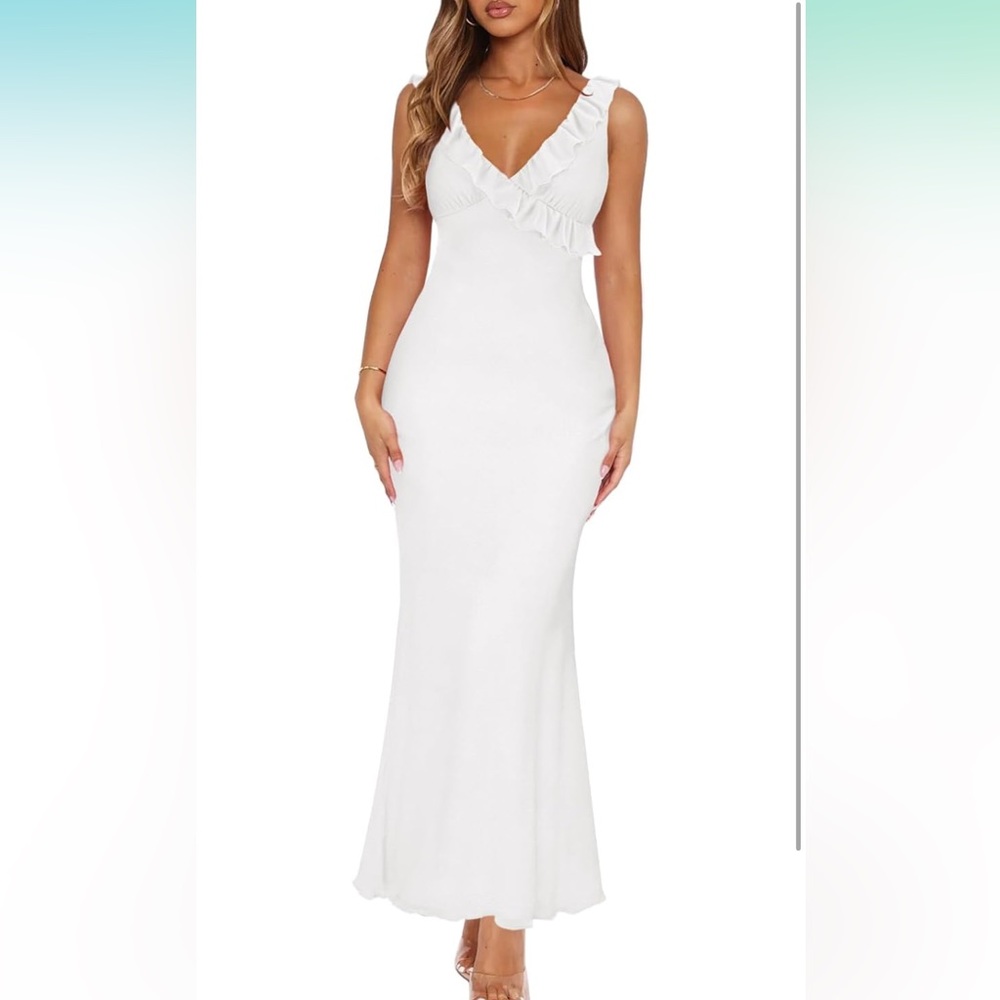 Amazon White One-Shoulder Maxi Dress